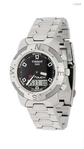 Tissot t-touch, steel with metal watch band, alarm,