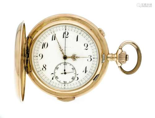 Men's pocket watch, 585 gold, 3 covers, 1/4 hour