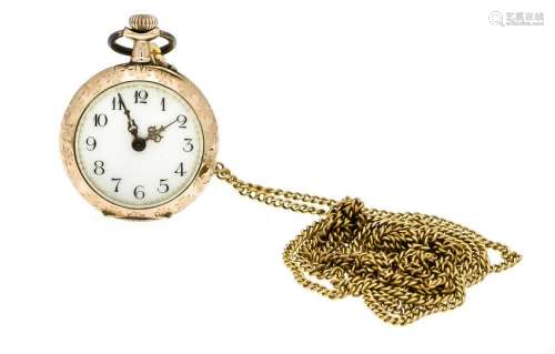 Open ladies pocket watch 585 gold, with 585 gold watch