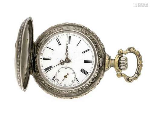 Maritime spring cover men's pocket watch in nickel