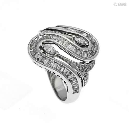 Brillant ring WG 750/000 with brilliants and diamond