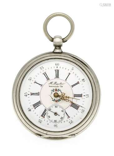 Open pocket watch silver (unmarked), inscr. H. Hacker