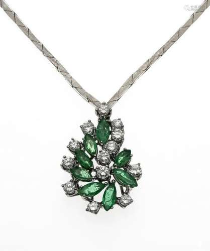 Emerald brilliant necklace WG 750/000 with fac. Emerald