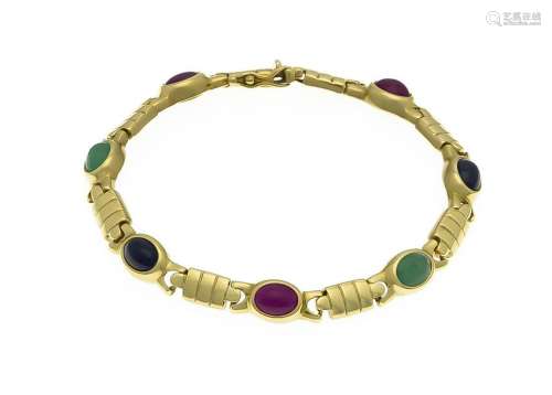 Sapphire ruby emerald bracelet GG 750/000 with 3 oval