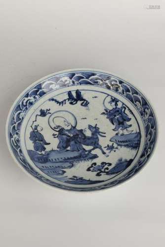 Blue And White Porcelain Plate With Mark