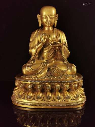 Gilt Bronze Figure Of Buddha With Mark