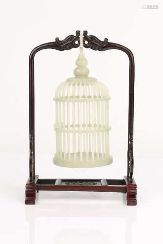 Carved White Jade Bird Cage