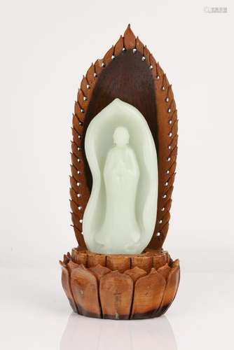 Carved White Jade Figure Of Guanyin