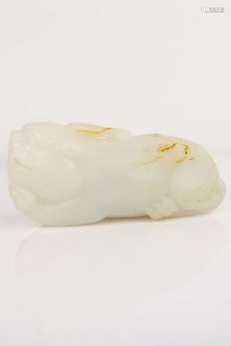 Carved White Jade Mythical Beast