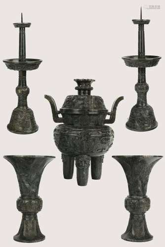 Five Piece Set Of Carved Jades