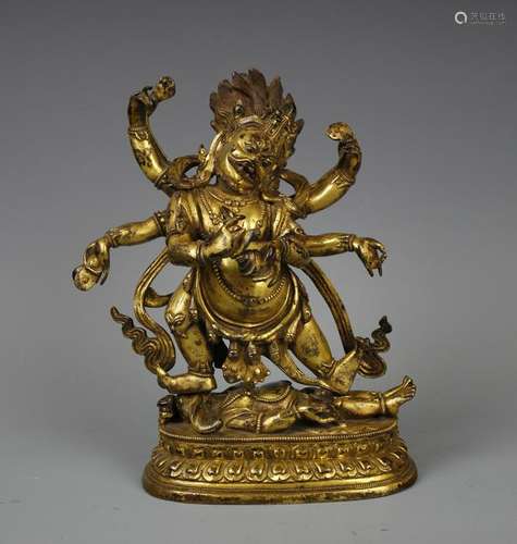 Gilt Bronze Figure of Mahakala