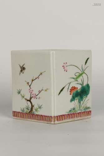 Rhombus Shaped Flower And Bird Porcelain Planter