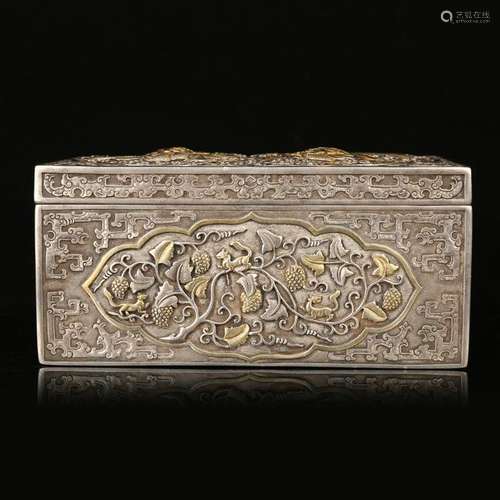 A Silver Box With gold Dragon