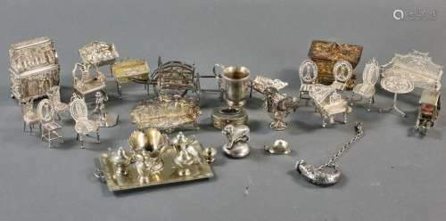 Assorted Silver Miniature Doll Furniture