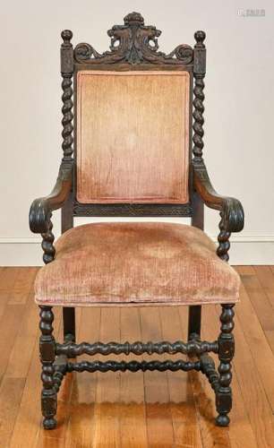19thC Carved Oak Great Chair