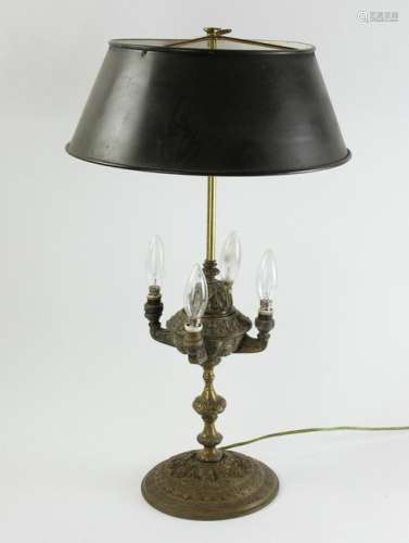 English Brass Bugle Lamp with Shade