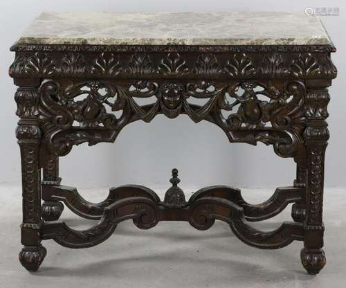 Antique Walnut Marble-top Pier Table