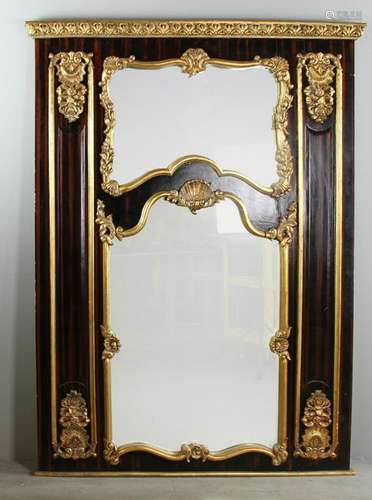 Mirror with Faux Mahogany and Giltwood Frame