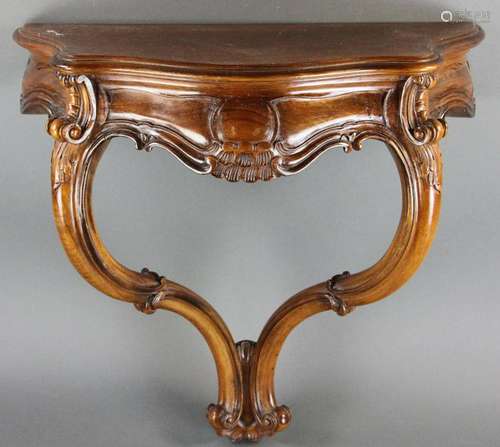 French Style Carved Fruitwood Wall Shelf