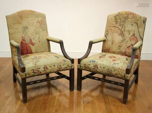 Pair of Antique Mahogany Lolling Chairs