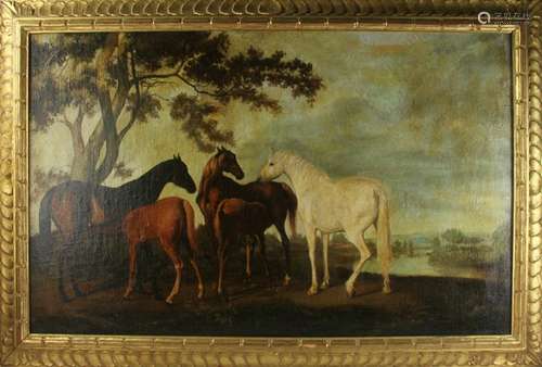 After George Stubbs, Mares and Foals, Oil on Canvas