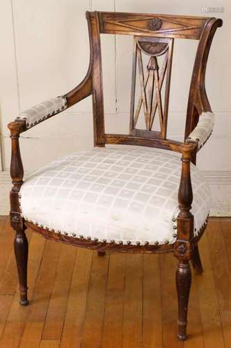 19thC Continental Armchair w/ Carved Back