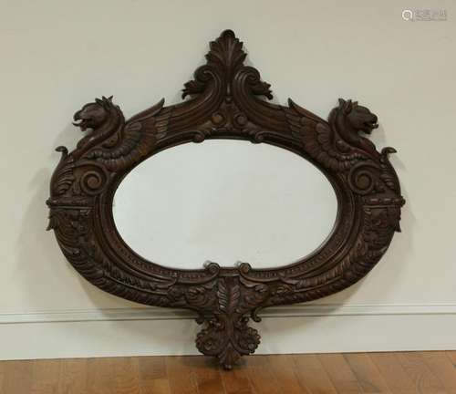 Classical Style Carved Mahogany Mirror