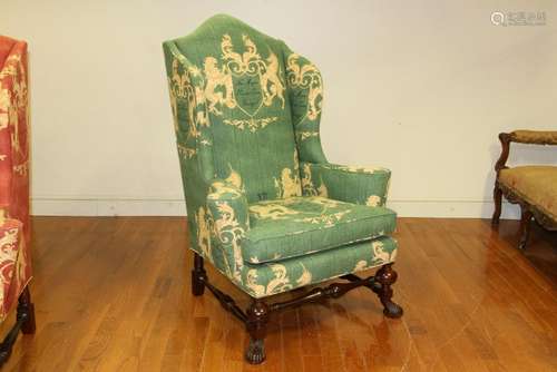 Spanish Style Upholstered Wing Chairs