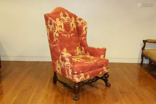 Spanish Style Upholstered Wing Chairs