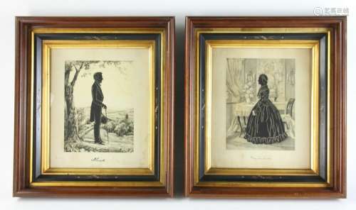19thC Silhouettes of President Lincoln and Mrs. Lincoln