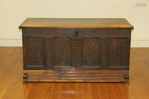 Antique English Carved Oak Chest
