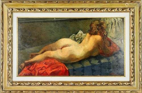 M. Soyer, Reclining Nude, Oil on Panel