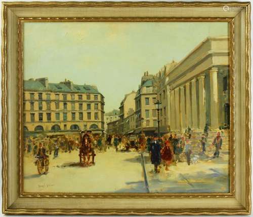 Andre Gisson, Paris Street Scene, Oil on Canvas