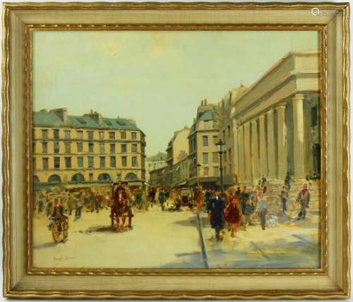 Andre Gisson, Paris Street Scene, Oil on Canvas