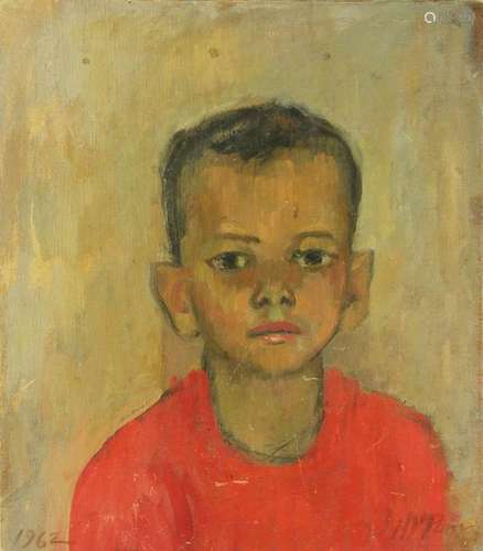 Henry Varnum Poor, Portrait of Boy, Oil on Wood