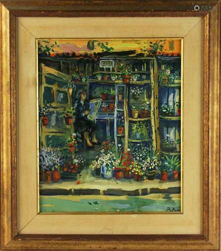 Bruno Zupan, Flower Market, Acrylic on Canvas