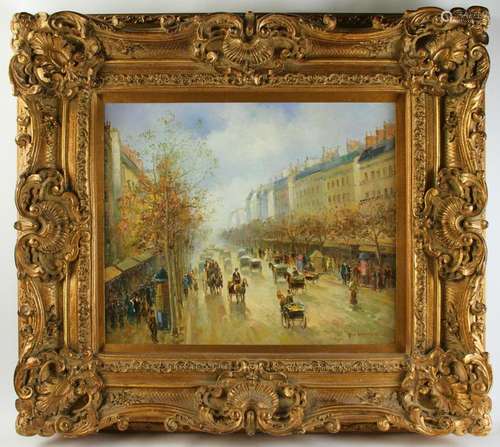 T. E. Pencke, Street Scene, Oil on Canvas