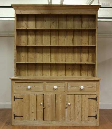 Two Piece Pine Pewter Cupboard