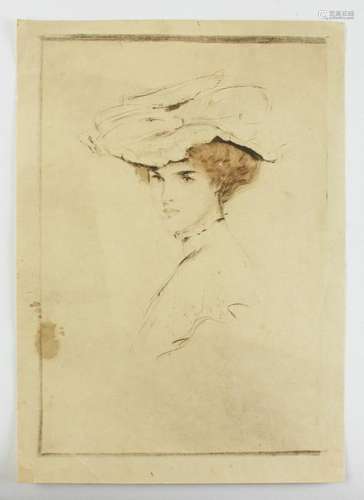 Attr to Paul Cesar Helleu, Drypoint of Woman