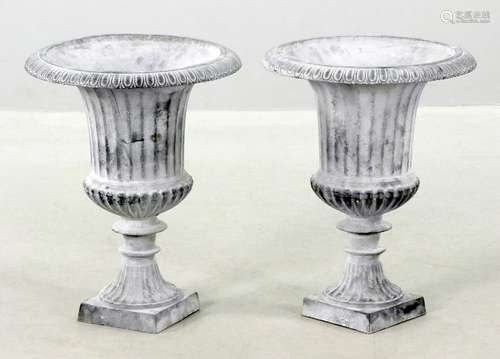 Pair of English Style Metal Urns, Grey