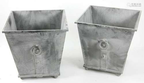 Pair of Georgian Style Grey Metal Planters