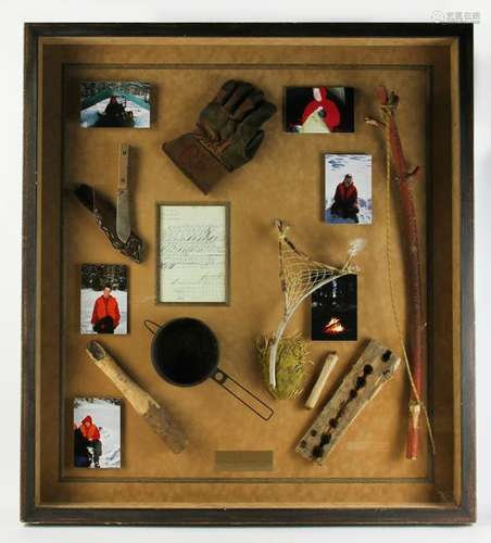 Shadow Box of Camping Items