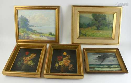 Group of Five Oil Paintings