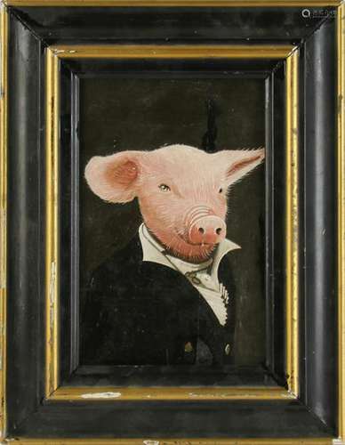 Portrait of a Pig, Oil on Board