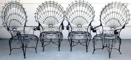 Four Black Outdoor Fan Chairs