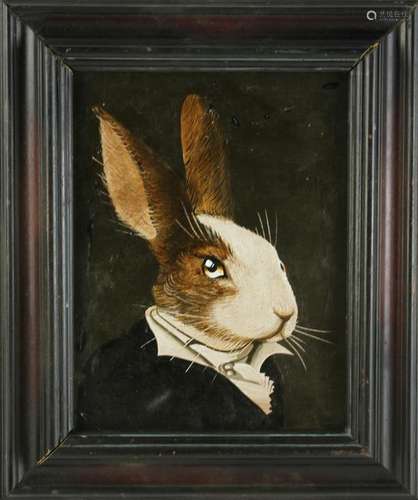 Portrait of a Rabbit, Oil on Board