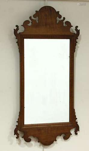 Antique Chippendale Tiger Maple Mirror