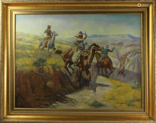 Joseph Kane, Cowboys, Oil on Canvas