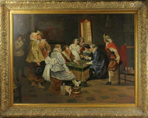 Signed C. Breanski, Card Players, Oil on Canvas