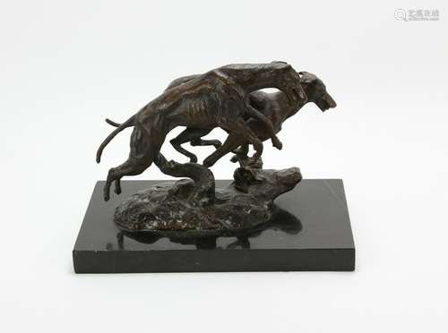 Signed Neil Campbell, Running Greyhounds, Bronze